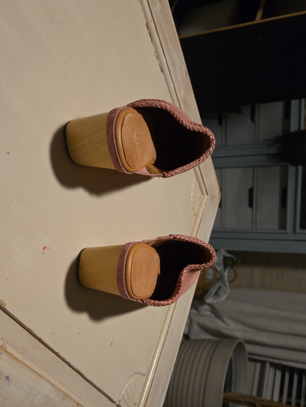 FRYE Dusty Rose Suede Braided-Trim Clogs - Picture 4 of 5